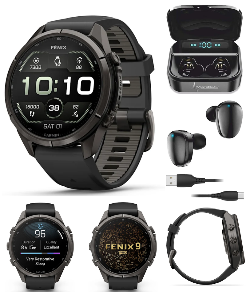 Garmin Fenix 9 Pro AMOLED Premium Multisport GPS Smartwatch, Titanium, Sapphire