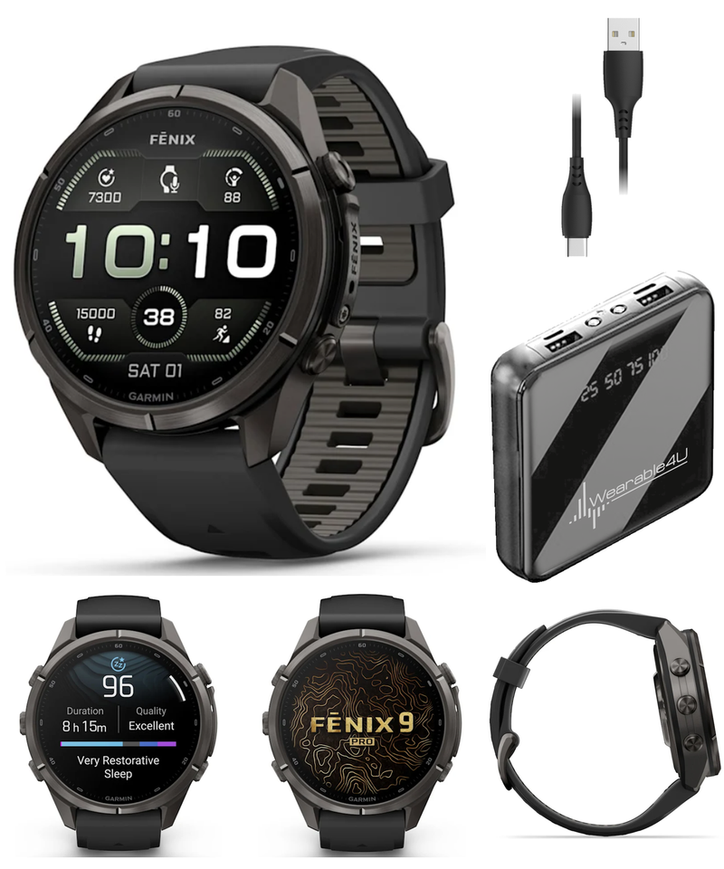 Garmin Fenix 9 Pro AMOLED Premium Multisport GPS Smartwatch, Titanium, Sapphire