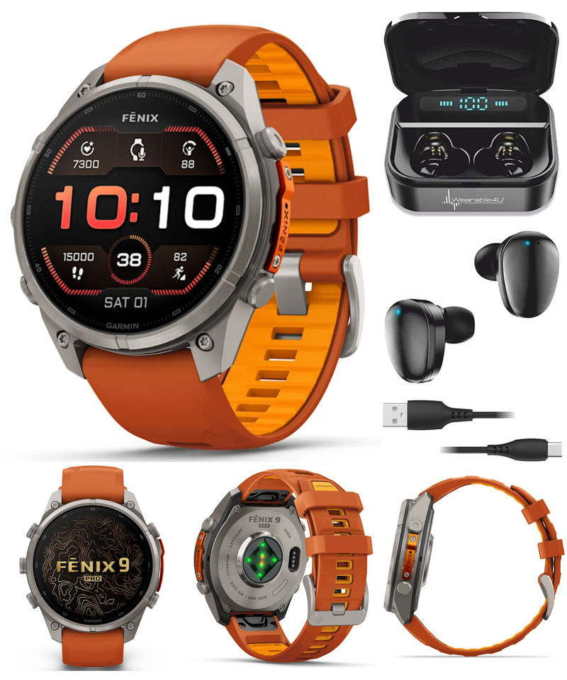 Garmin Fenix 9 Pro AMOLED Premium Multisport GPS Smartwatch, Titanium, Sapphire