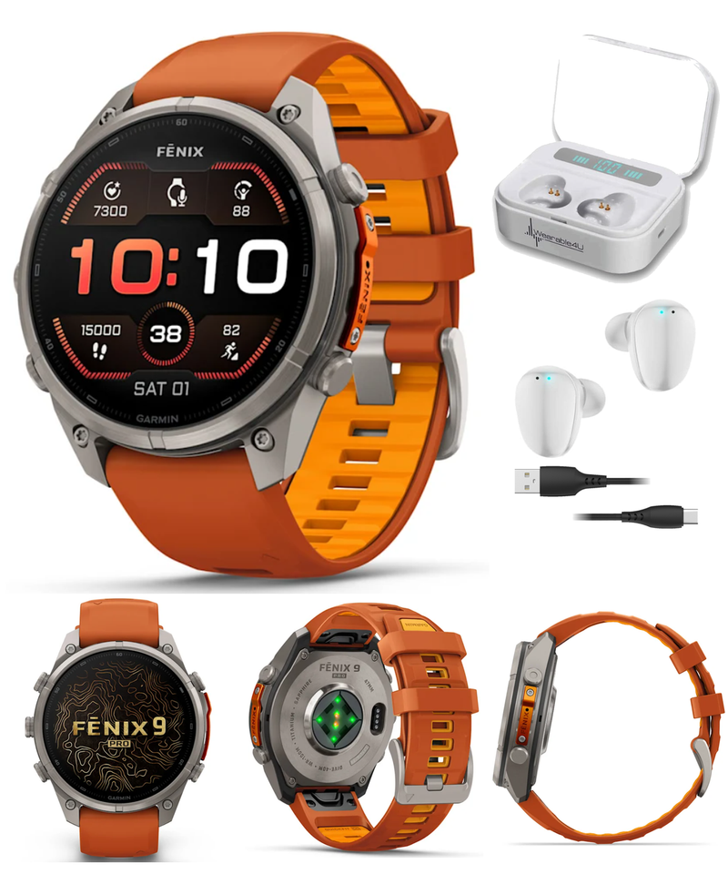 Garmin Fenix 9 Pro AMOLED Premium Multisport GPS Smartwatch, Titanium, Sapphire