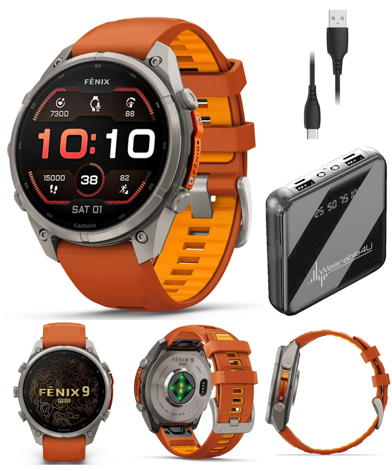 Garmin Fenix 9 Pro AMOLED Premium Multisport GPS Smartwatch, Titanium, Sapphire