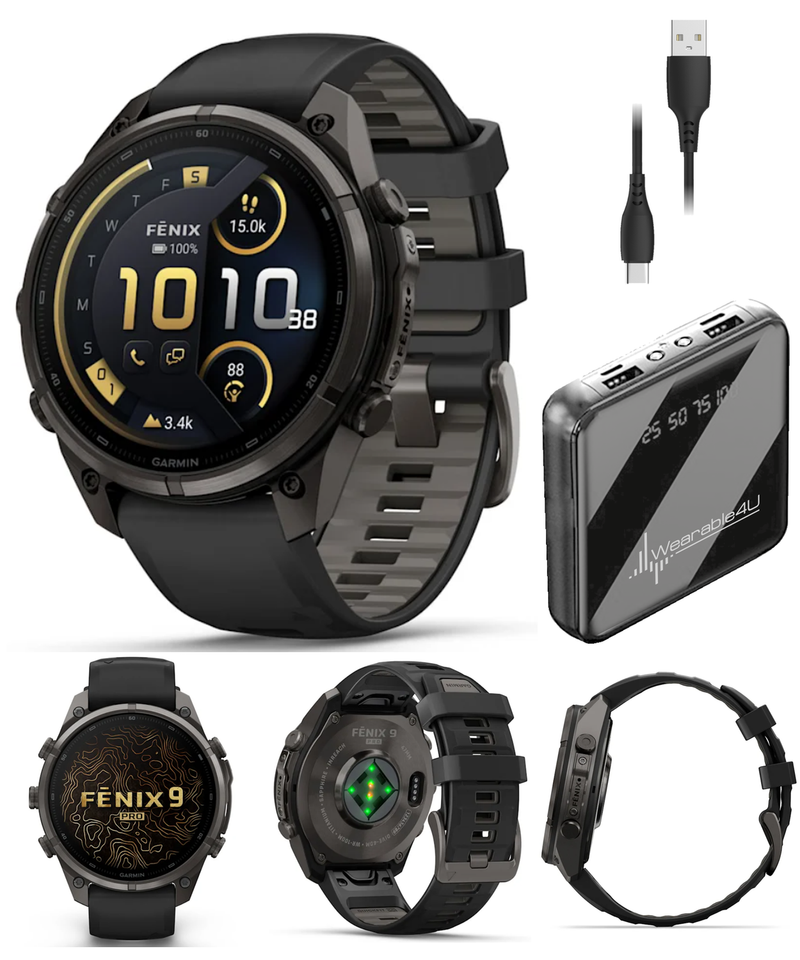 Garmin Fenix 9 Pro AMOLED Premium Multisport GPS Smartwatch, Titanium, Sapphire, inReach Connectivity