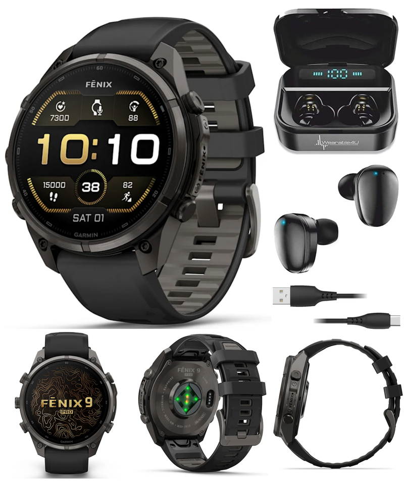 Garmin Fenix 9 Pro AMOLED Premium Multisport GPS Smartwatch, Titanium, Sapphire