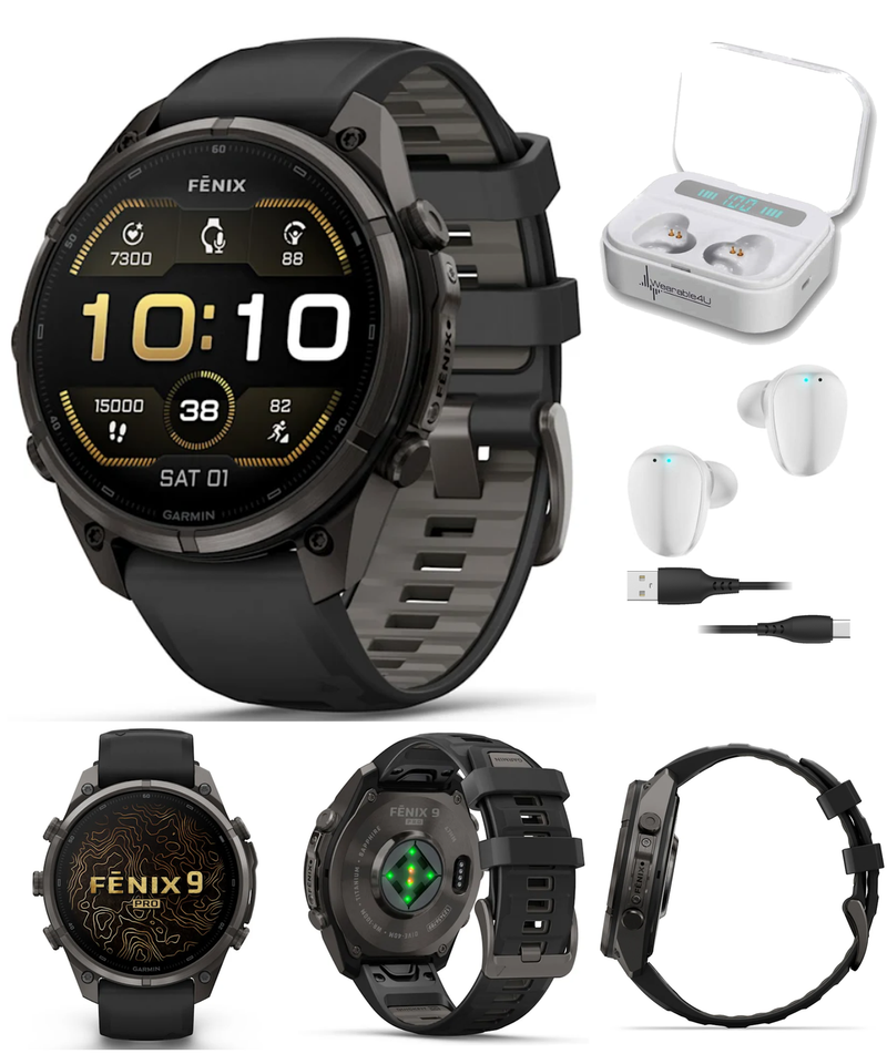 Garmin Fenix 9 Pro AMOLED Premium Multisport GPS Smartwatch, Titanium, Sapphire