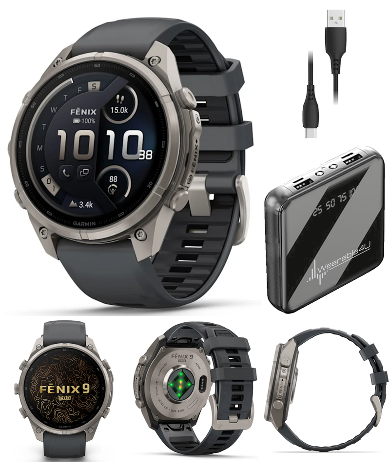 Garmin Fenix 9 Pro AMOLED Premium Multisport GPS Smartwatch, Titanium, Sapphire, inReach Connectivity