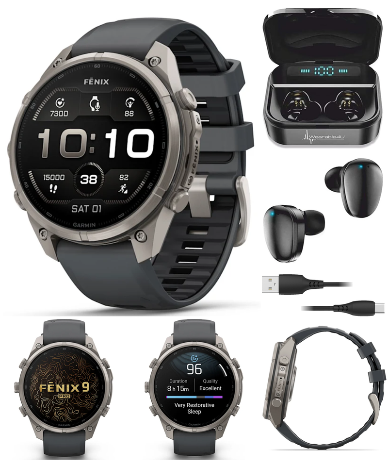 Garmin Fenix 9 Pro AMOLED Premium Multisport GPS Smartwatch, Titanium, Sapphire
