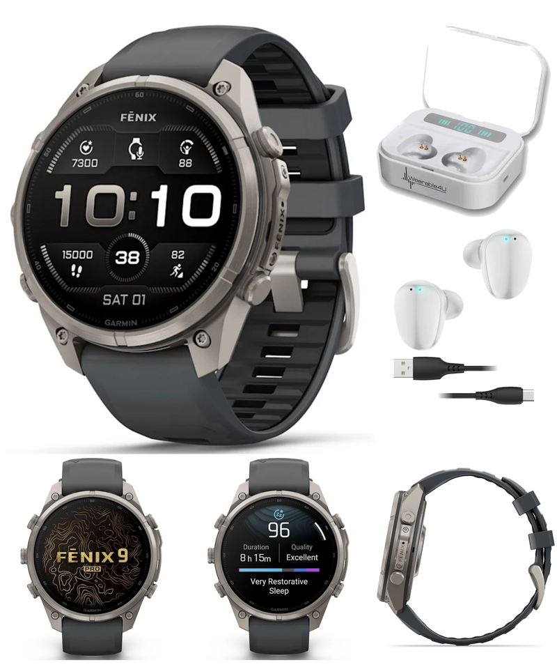 Garmin Fenix 9 Pro AMOLED Premium Multisport GPS Smartwatch, Titanium, Sapphire