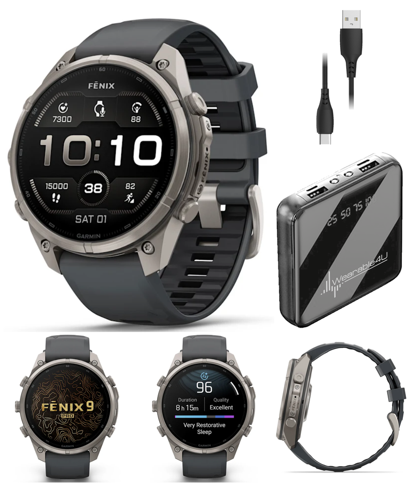 Garmin Fenix 9 Pro AMOLED Premium Multisport GPS Smartwatch, Titanium, Sapphire