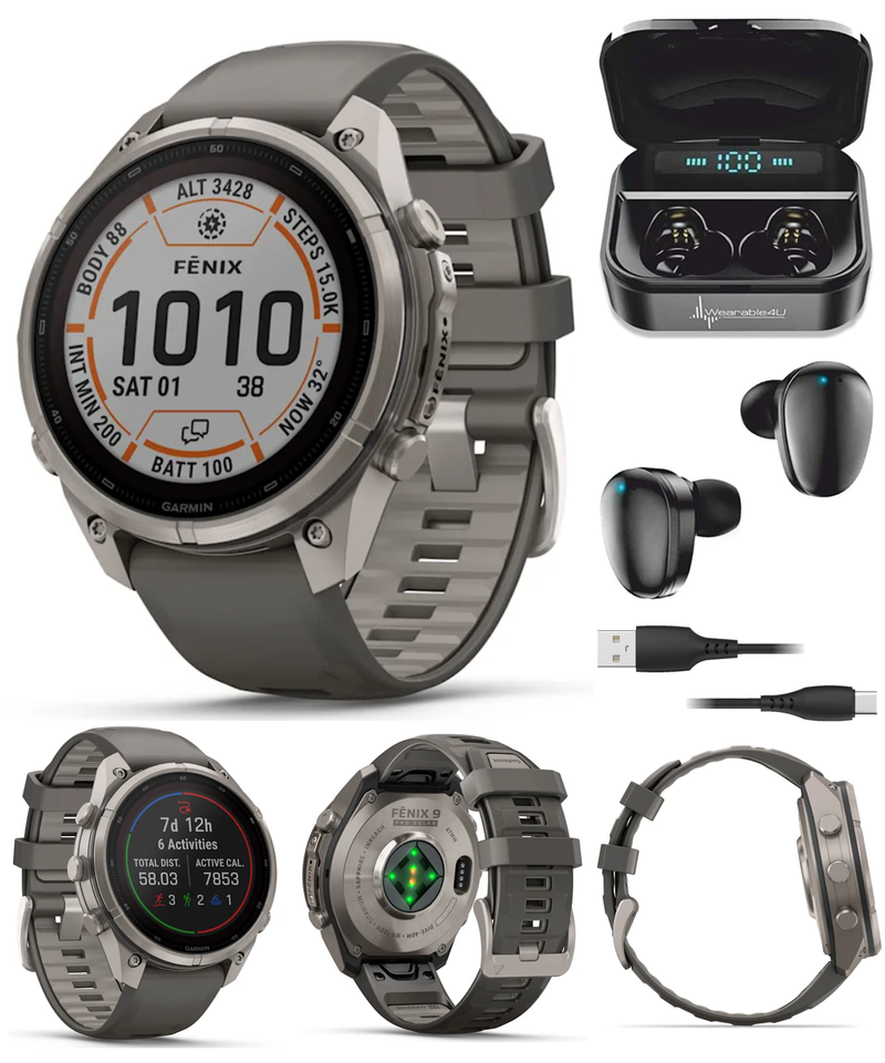 Garmin Fenix 9 Pro SOLAR Premium Multisport GPS Smartwatch, Titanium, Sapphire, inReach Connectivity