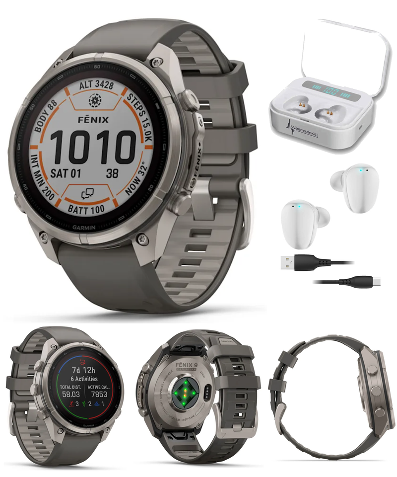 Garmin Fenix 9 Pro SOLAR Premium Multisport GPS Smartwatch, Titanium, Sapphire, inReach Connectivity
