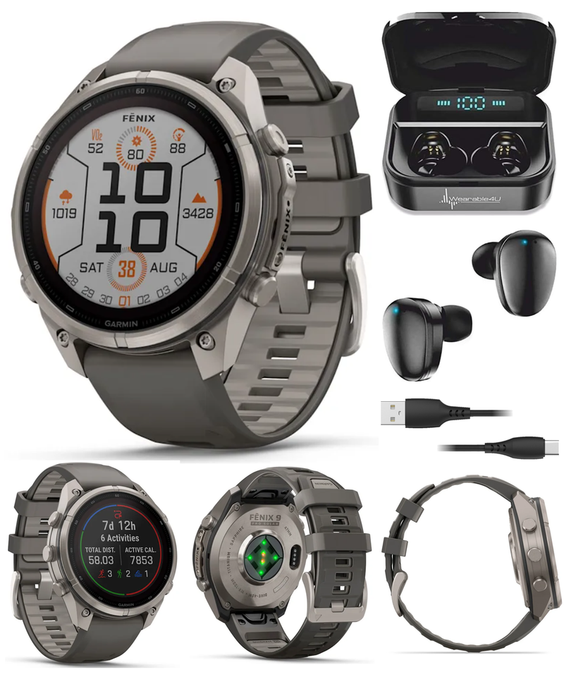 Garmin Fenix 9 Pro SOLAR Premium Multisport GPS Smartwatch, Titanium, Sapphire