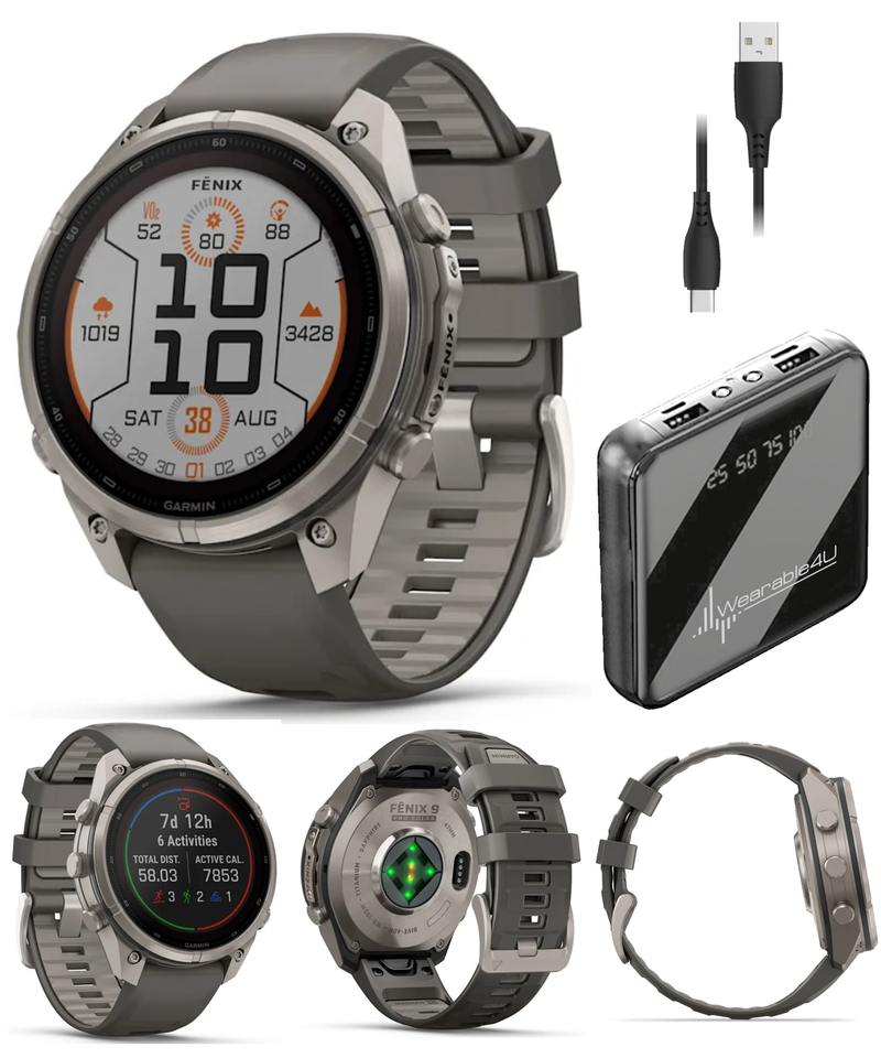 Garmin Fenix 9 Pro SOLAR Premium Multisport GPS Smartwatch, Titanium, Sapphire