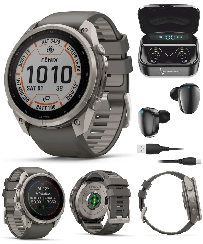 Garmin Fenix 9 Pro SOLAR Premium Multisport GPS Smartwatch, Titanium, Sapphire, inReach Connectivity