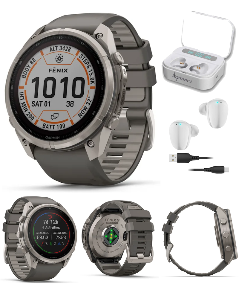 Garmin Fenix 9 Pro SOLAR Premium Multisport GPS Smartwatch, Titanium, Sapphire, inReach Connectivity