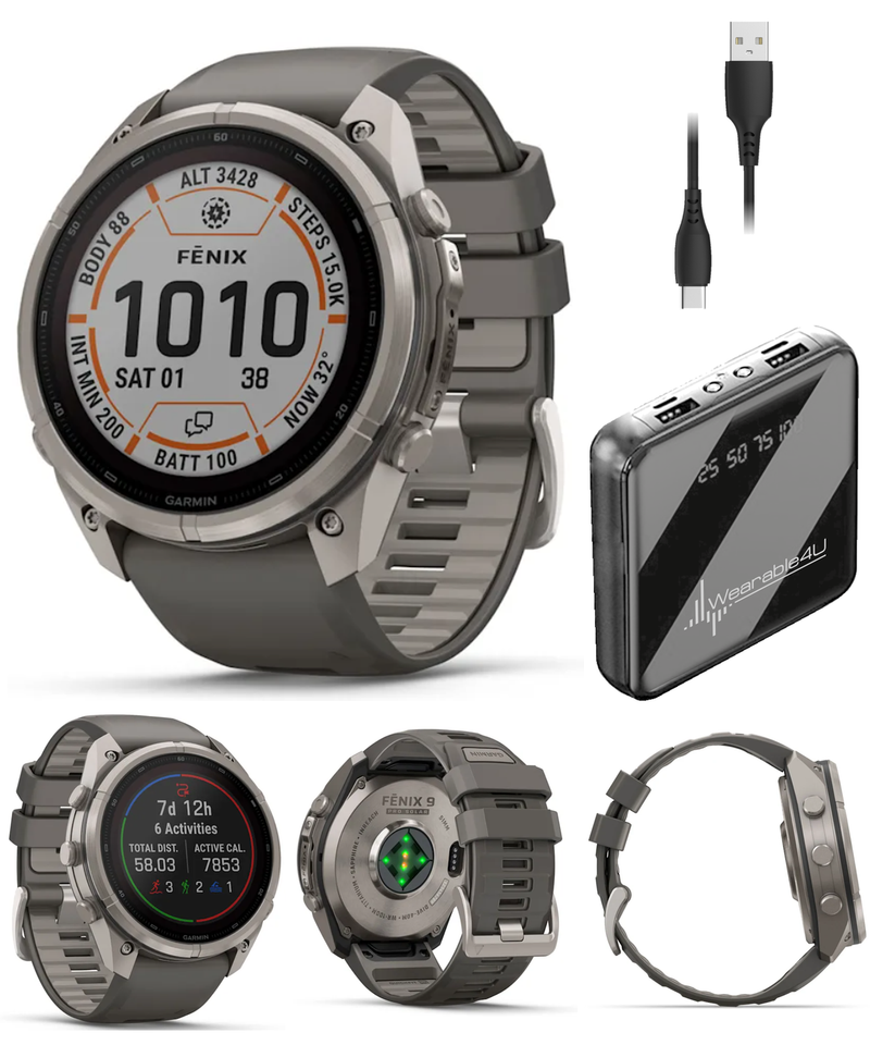 Garmin Fenix 9 Pro SOLAR Premium Multisport GPS Smartwatch, Titanium, Sapphire, inReach Connectivity