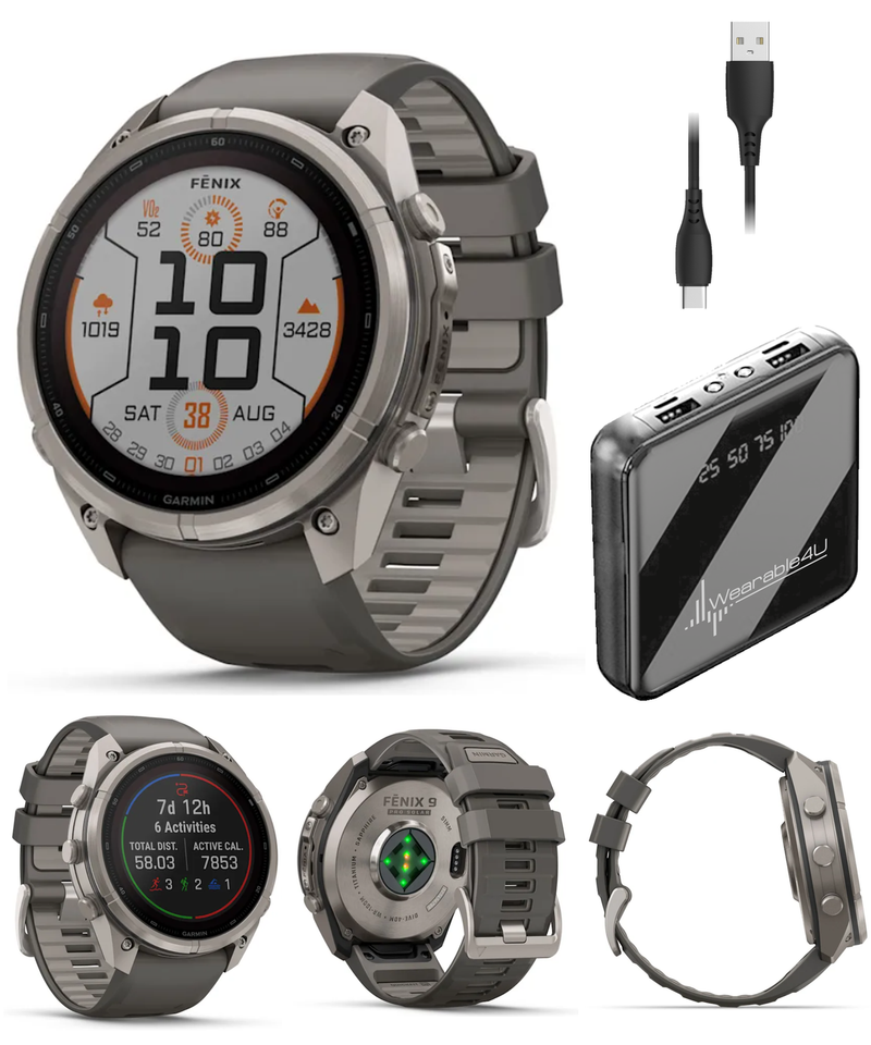 Garmin Fenix 9 Pro SOLAR Premium Multisport GPS Smartwatch, Titanium, Sapphire
