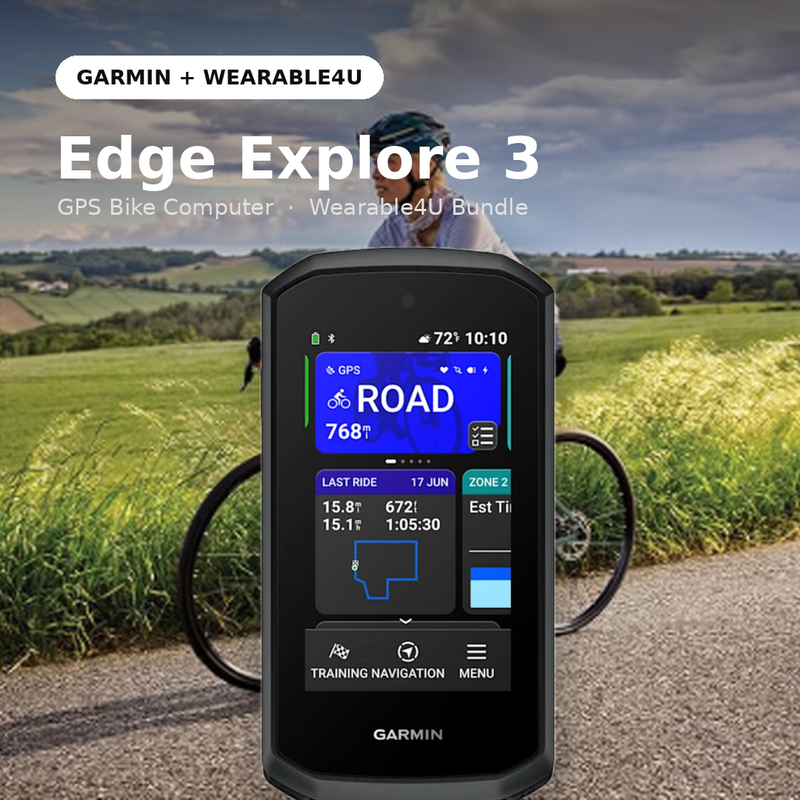 Garmin Edge Explore 3, Easy-to-Use Bike Computer, Superior Navigation, Responsive Touchscreen Display, See Ride Data & Alerts, Smartwatch Connectivity (010-04661-00) | Wearable4U Bundle