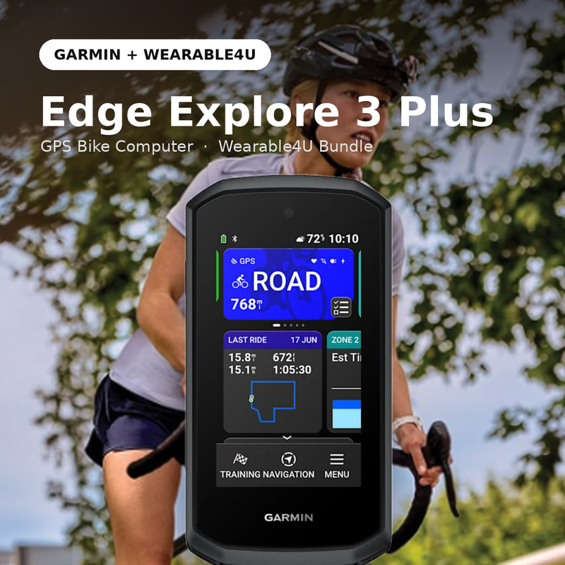 Garmin Edge Explore 3 Plus, Easy-to-Use Bike Computer, Built-In Speaker & Microphone, Voice Control, Superior Navigation, Responsive Touchscreen Display (010-04661-10) | Wearable4U Bundle