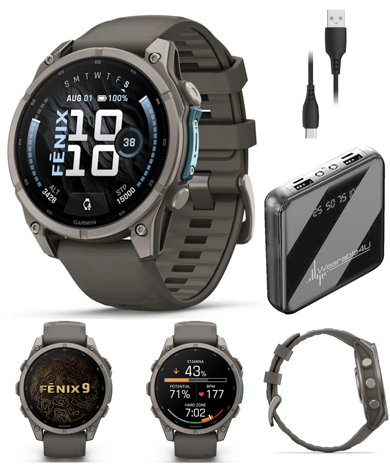 Garmin Fenix 9 AMOLED Premium Multisport GPS Smartwatch, Titanium, Sapphire