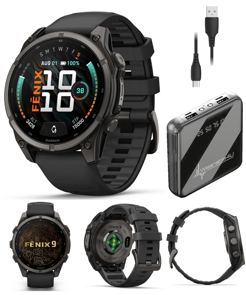 Garmin Fenix 9 AMOLED Premium Multisport GPS Smartwatch, Titanium, Sapphire