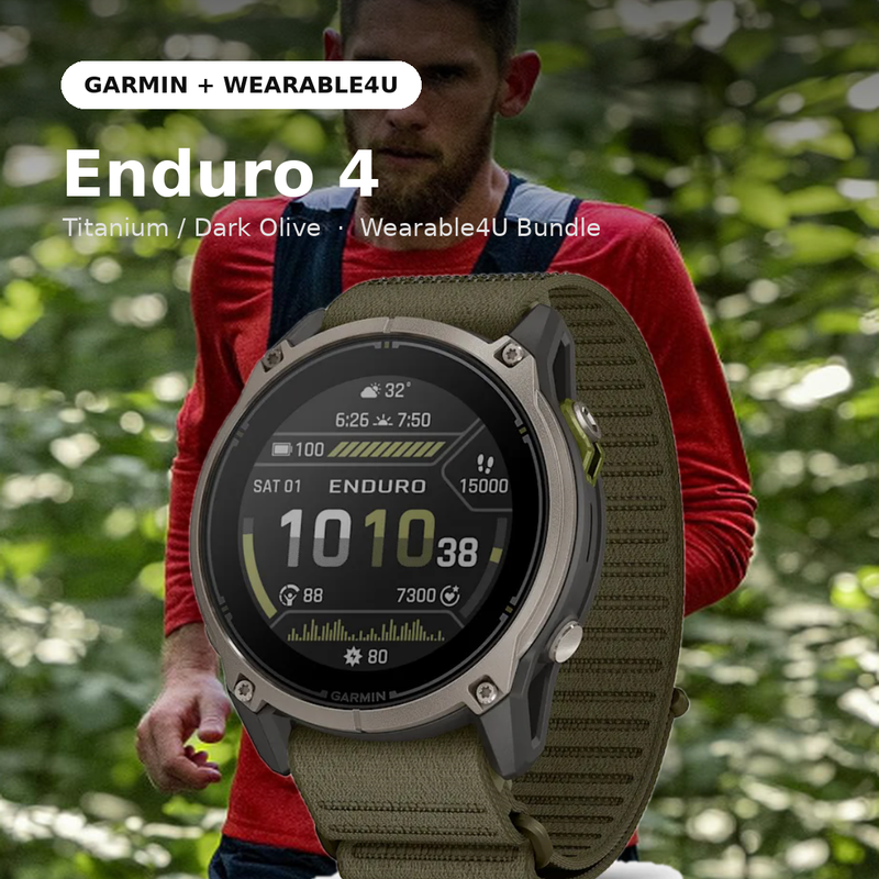 Garmin Enduro 4 Premium GPS Smartwatch, Sapphire, Solar Charging, Ultralight Design, LED Flashlight, Advanced Training & Endurance Features, TopoActive Maps (010-04799-00) | Wearable4U Bundle