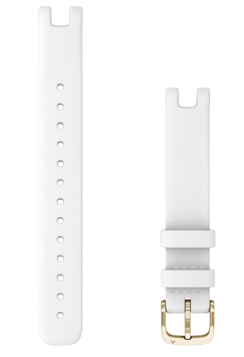 Garmin Lily Bands 14 mm White Italian Leather with Cream Gold Hardware (010-13068-A3)