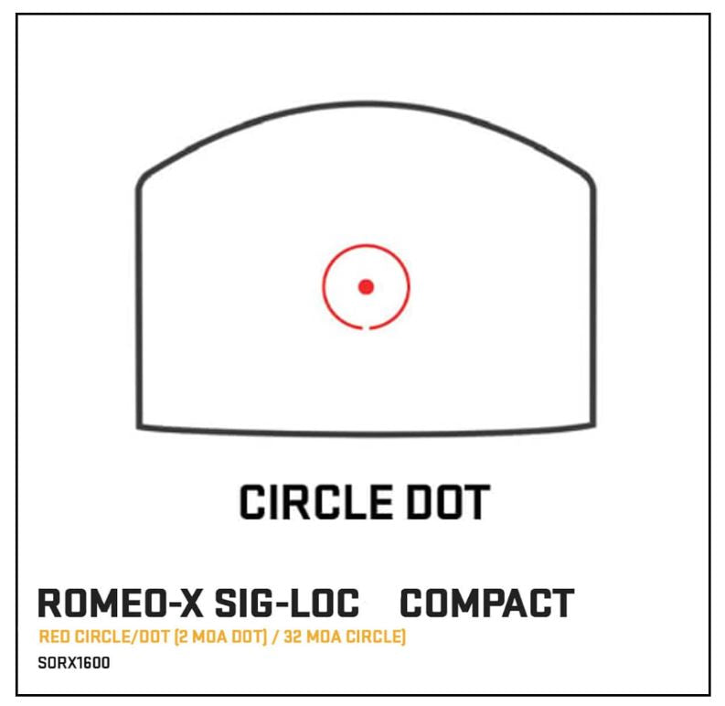 Sig Sauer Romeo-X Reflex Sight, Enclosed, Sig-Loc Compact Footprint RED CIRCLE DOT, BLACK (SORX1600)