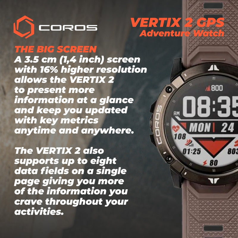 Coros Vertix 2 GPS Adventure Obsidian 1.4" Touchscreen Watch (WVTX2-BLK)