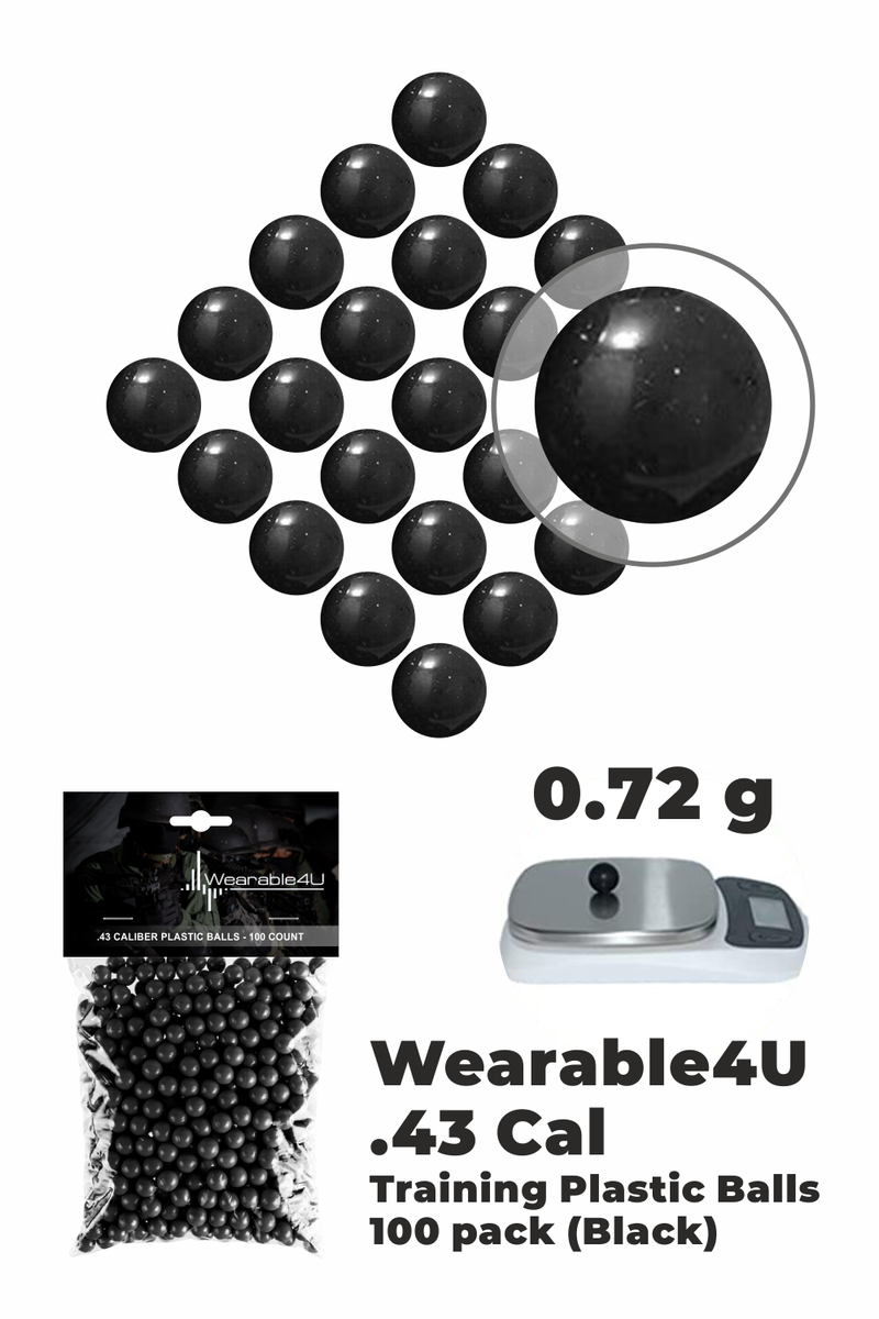 Wearable4U .43 Caliber New Reusable Training Plastic Balls for Paintball Gun