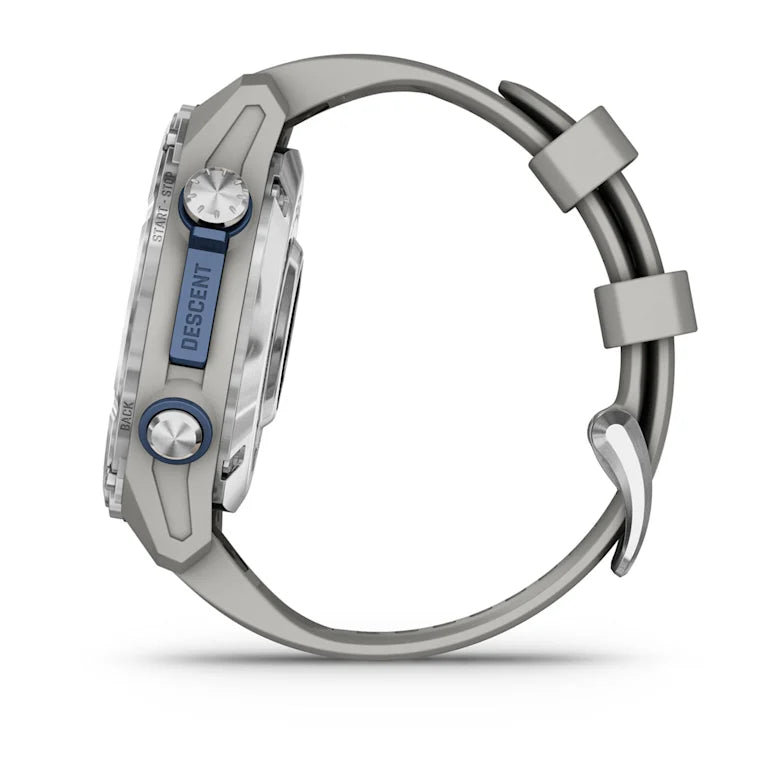 Garmin Descent Mk3 – 43 mm Stainless Steel with Fog Gray Silicone Band Watch-Style Dive Computer (010-02753-03)