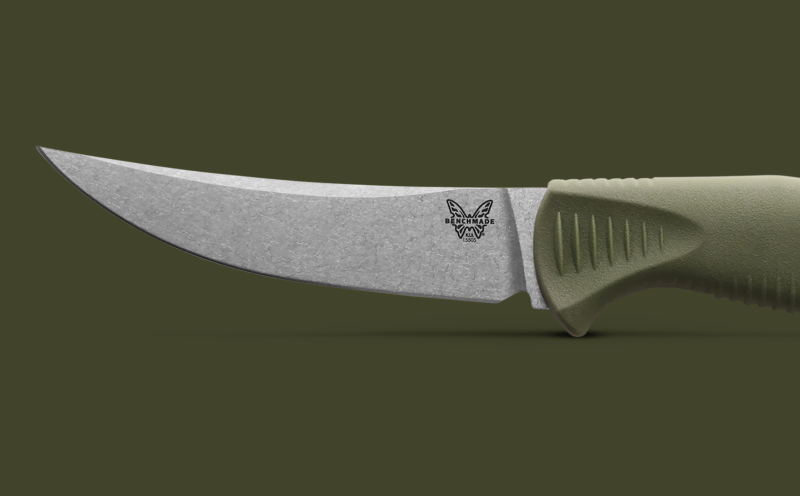 Benchmade 15505 Meatcrafter Dark Olive Santoprene 4.01" Fixed Blade Knife