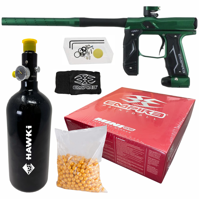 Tippmann Empire Axe 2.0 .68 Caliber Paintball Marker Dust Green / Dust Black (16922) with Hawki HPA Tank 48ci and 500x Paintballs Bundle
