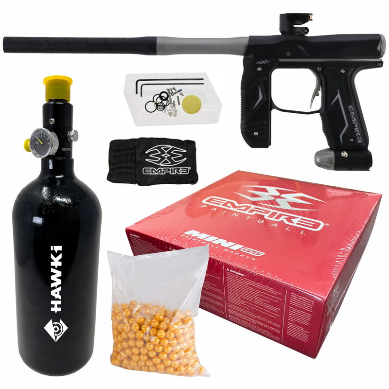 Tippmann Empire Axe 2.0 .68 Caliber Paintball Marker Dust Black / Dust Grey (16983) with Hawki HPA Tank 48ci and 500x Paintballs Bundle