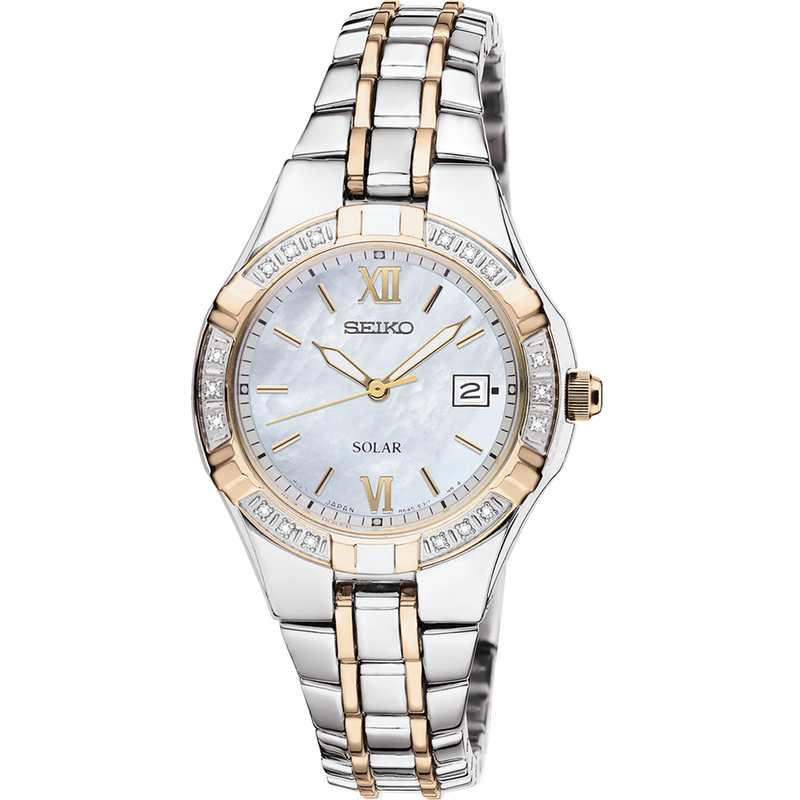 Seiko Diamonds SUT068 Mother-of-pearl Dial 5 ATM Water Resistant Solar 27.0mm Women's Watch