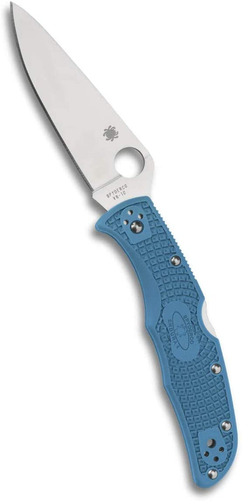 Spyderco Endura 4 Lightweight Blue Flat Ground 3.80" Plain Edge Folding Pocket Knife (C10FPBL)