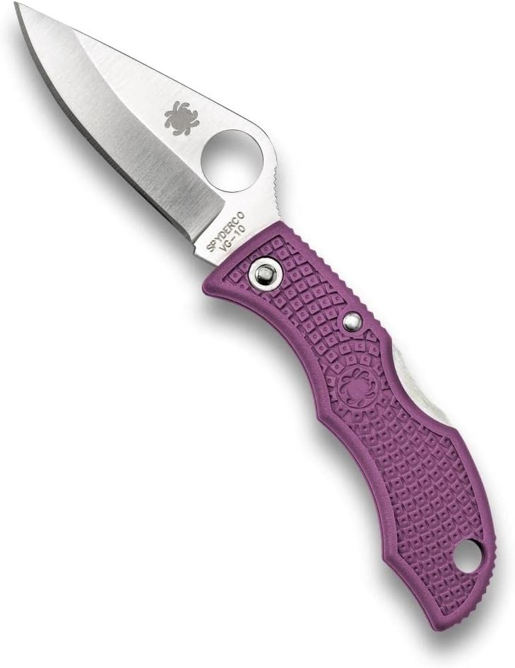 Spyderco Ladybug 3 Lightweight Purple FRN 1.9" VG-10 Plain Edge Folding Pocket Knife (LPRP3)