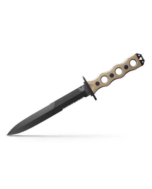 Benchmade 185SBK-1 Fixed Blade Serrated Edge G-10 Desert Tan 7.11" Knife