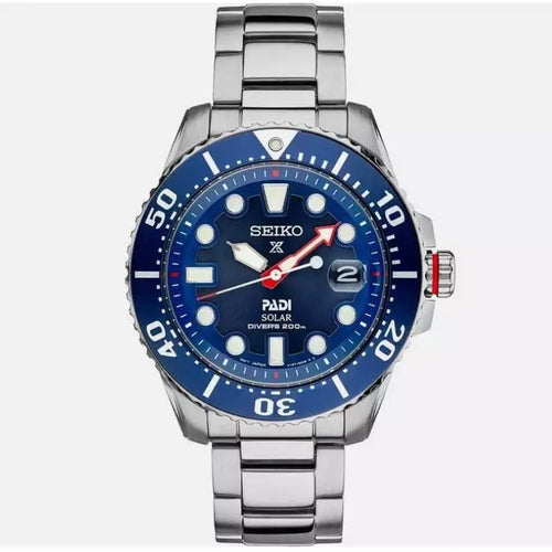 Seiko Prospex PADI Special Edition Solar 43.5 mm Blue Dial Men's Diver’s Watch (SNE549)