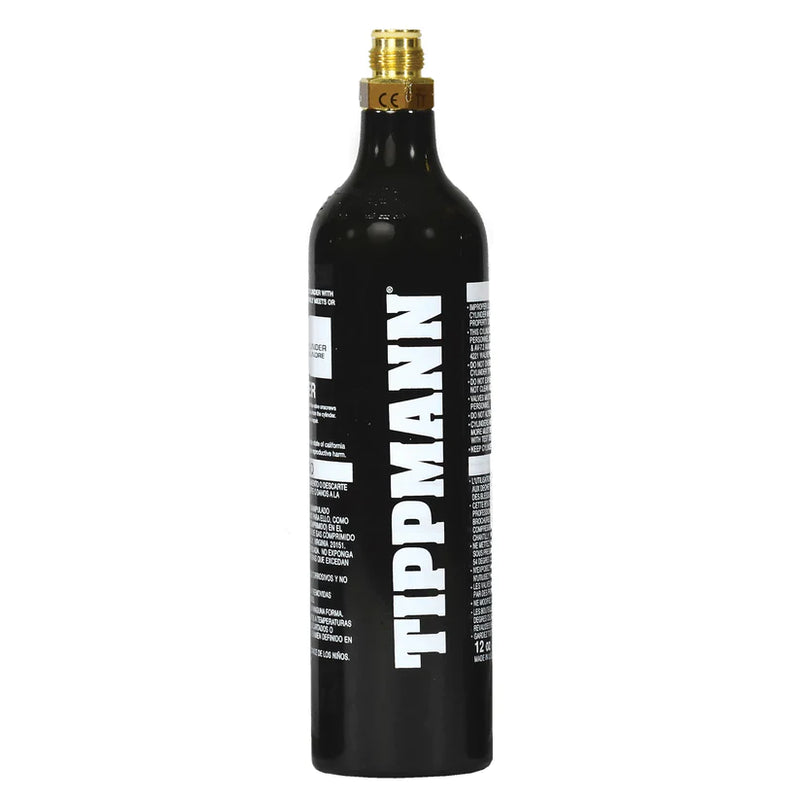 Tippmann 40042 Aluminum CO2 Paintball Tank, 12oz, Empty / Refillable, Black