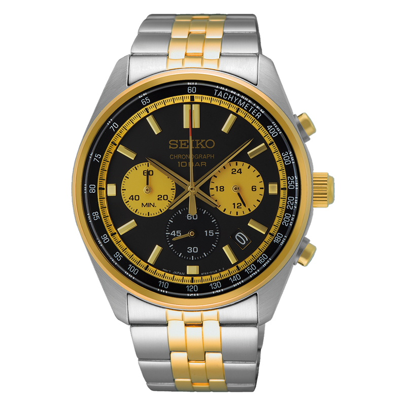 Seiko Essentials SSB430 Black Dial with Gold Accents 10 ATM Water Resistant 41.5mm Men's Watch