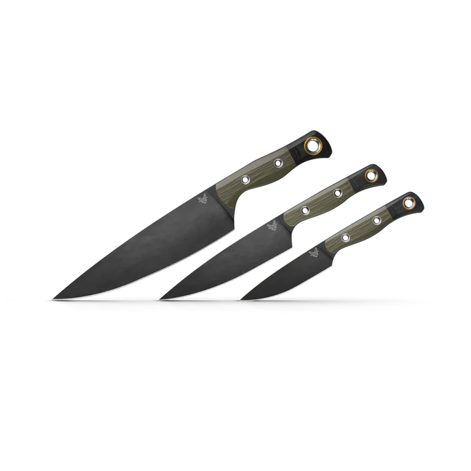 Benchmade Cutlery 3-Piece Set Kitchen Knives 4000BK-01 CPM-154 Blade Green G-10 Handles