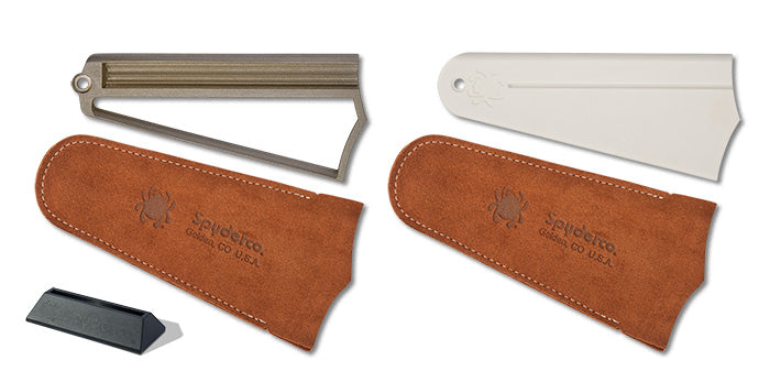 Spyderco Golden Stone/Webfoot Set Portable Knife and Tool Sharpener, No Oil/Water Needed (308FCBN)