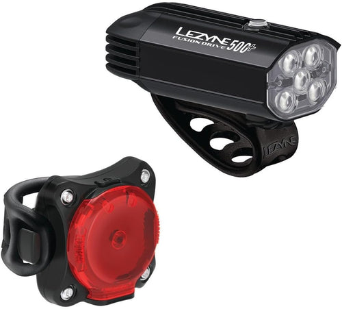 Lezyne Fusion Drive 500+ and Zecto Drive 200+ Bicycle Light Set, Front and Rear Pair, 500/200 Lumen, USB-C Rechargeable (1-LED-38P-V237)