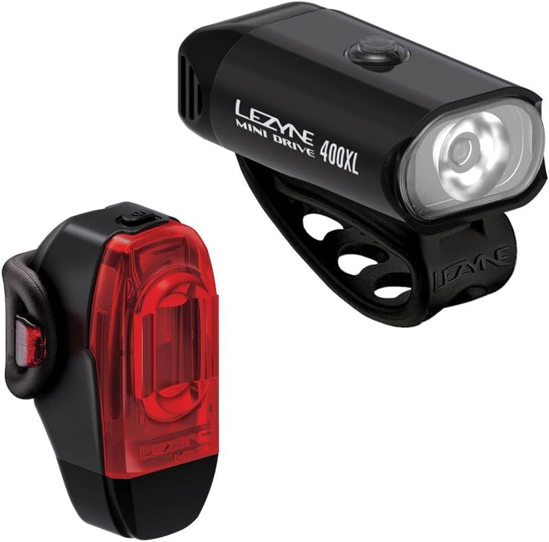 Lezyne Mini Drive 400XL and KTV Drive+ Bicycle Light Set, Front and Rear Pair, 400/40 Lumen (1-LED-24P-V604)