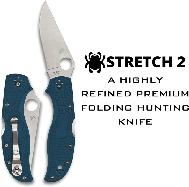 Spyderco Stretch 2 Lightweight Straight Spine K390 3.48" Plain Edge Pocket Folding Knife (C90FP2K390)