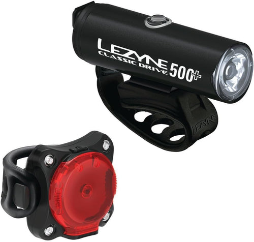 Lezyne Classic Drive 500+ and Zecto Drive 200+ Bicycle Light Set, Front and Rear Pair, 500/200 Lumen, USB-C Rechargeable (1-LED-29P-V737)