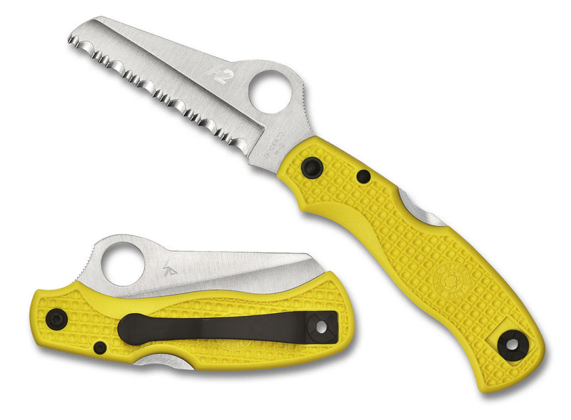 Spyderco Saver Salt Clipit 3.09" Serrated Yellow Folding Pocket Knife (C118SYL)
