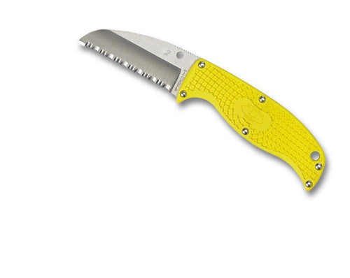 Spyderco Enuff Salt FRN Yellow 2.75" Sheepfoot Serrated Fixed Blade Pocket Knife (FB31SYL)