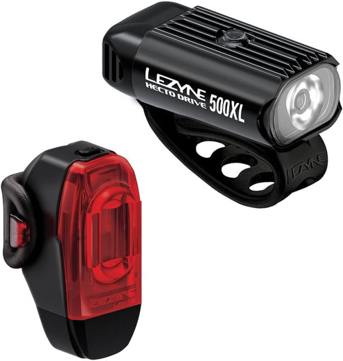 Lezyne Hecto Drive 500XL and KTV Drive+ Bicycle Light Set, Front and Rear Pair, 500/40 Lumen, USB/USB-C Rechargeable (1-LED-9P-V1604)