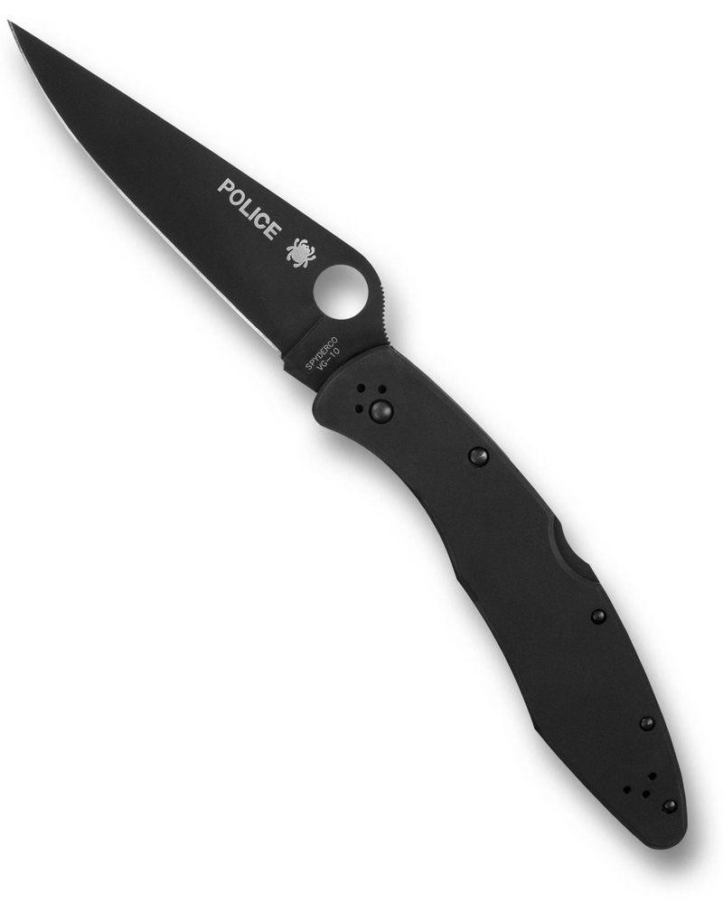 Spyderco PoliceModel Black Stainless 4.2" Plain Edge Folding Pocket Knife (C07BKP)